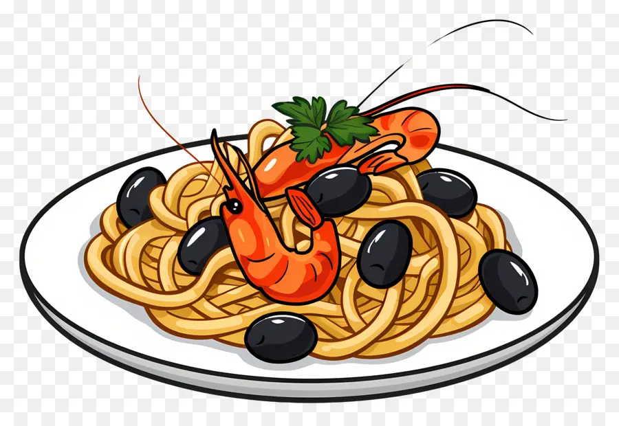 Spaghetti，Pâtes Aux Crevettes PNG