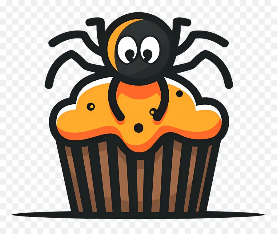 Petit Gâteau D'halloween，Cupcake Araignée PNG