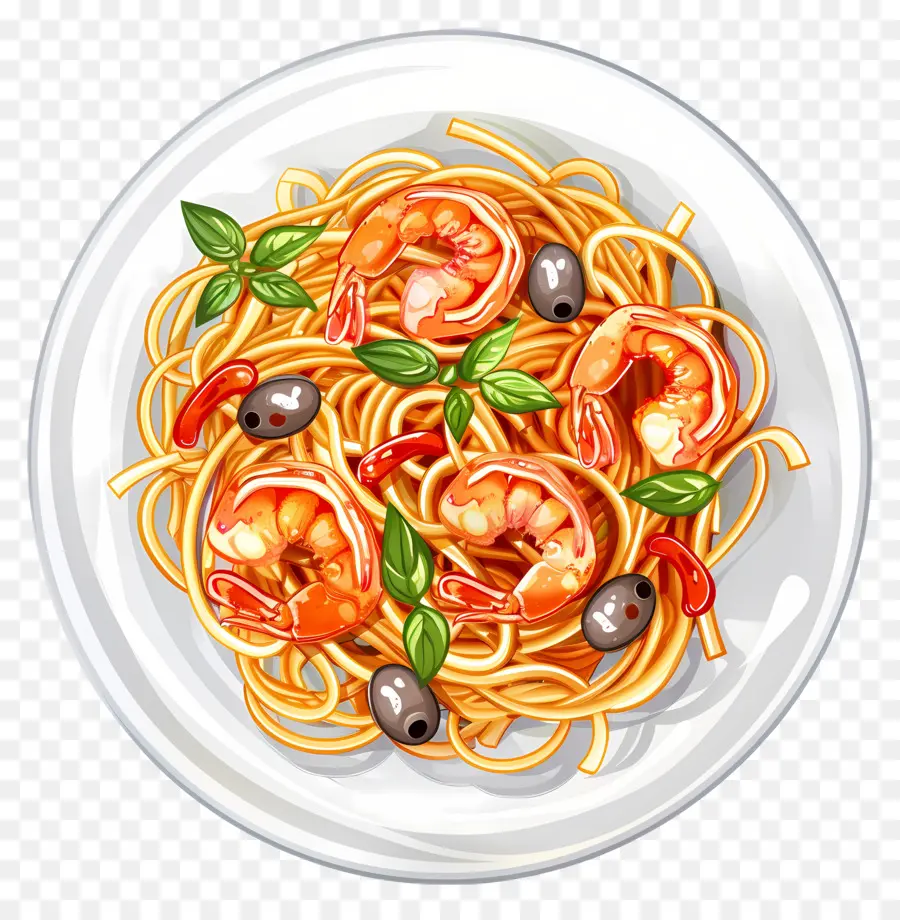 Spaghetti，Pâtes Aux Crevettes PNG