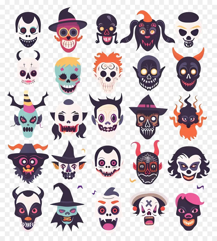 Personnages D'halloween，Visages D'halloween PNG