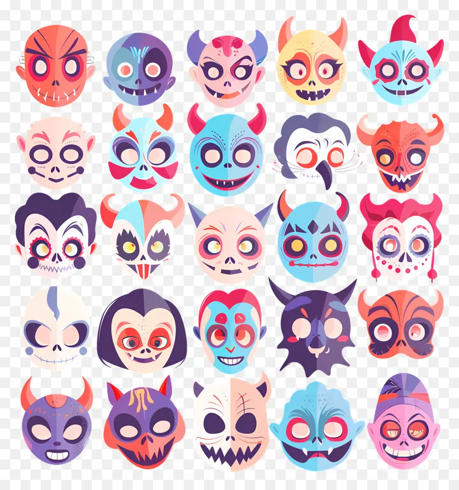 Personnages D'halloween，Visages D'halloween PNG