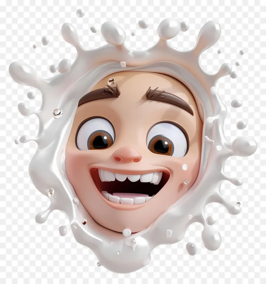 Visage De Dessin Animé，Éclaboussure De Lait PNG