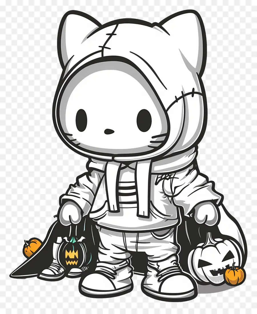 Bonjour Kitty Halloween，Chat Mignon En Sweat à Capuche PNG