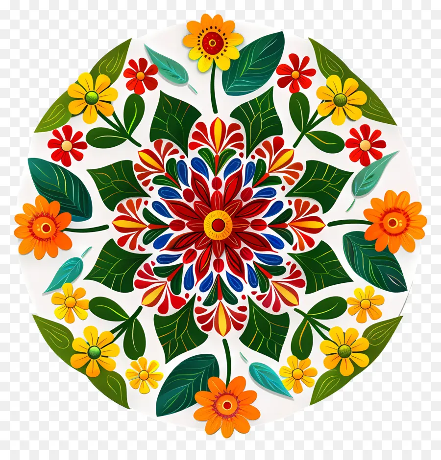 Pookalam，Fleurs Colorées PNG