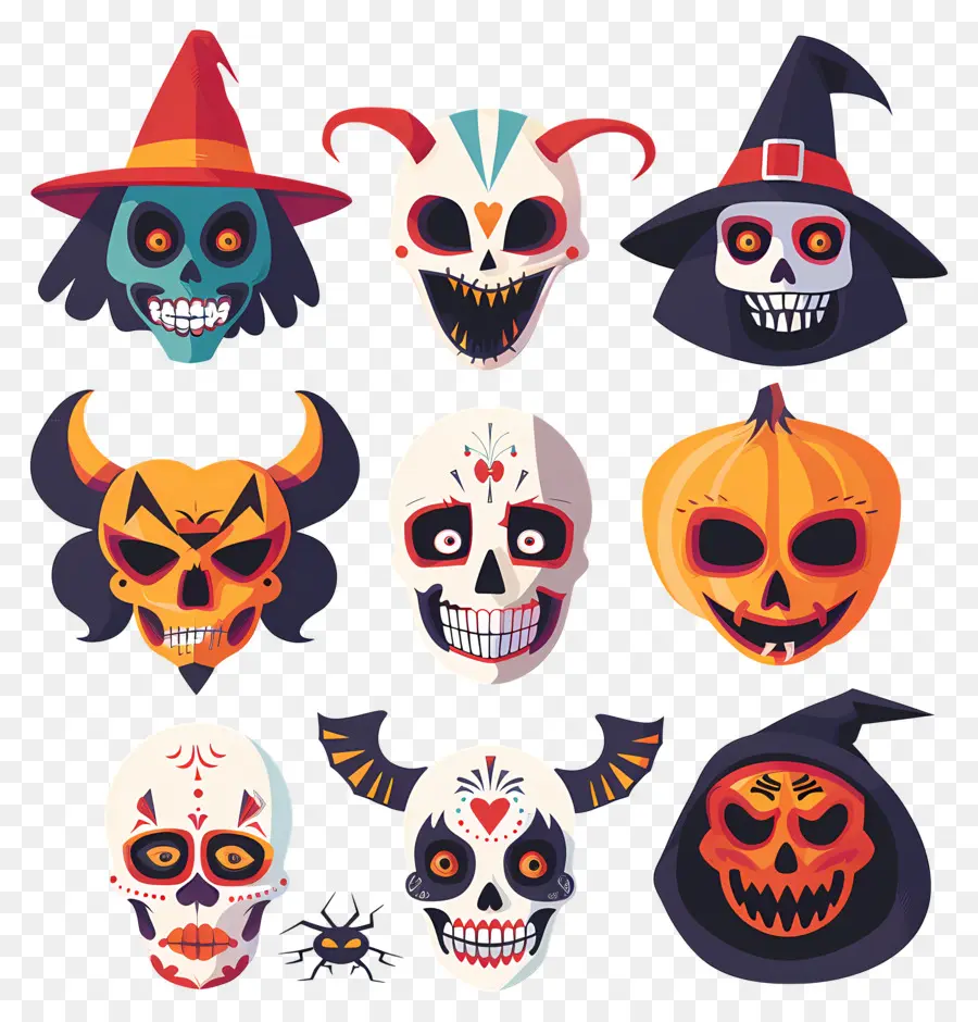 Personnages D'halloween，Crânes D'halloween PNG