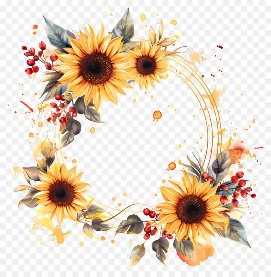 Couronne De Tournesol，Fleurs PNG