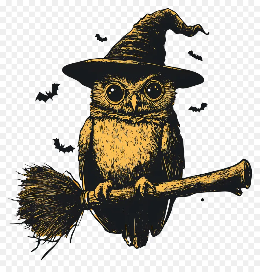 Chouette D'halloween，Chouette Avec Chapeau De Sorcière PNG