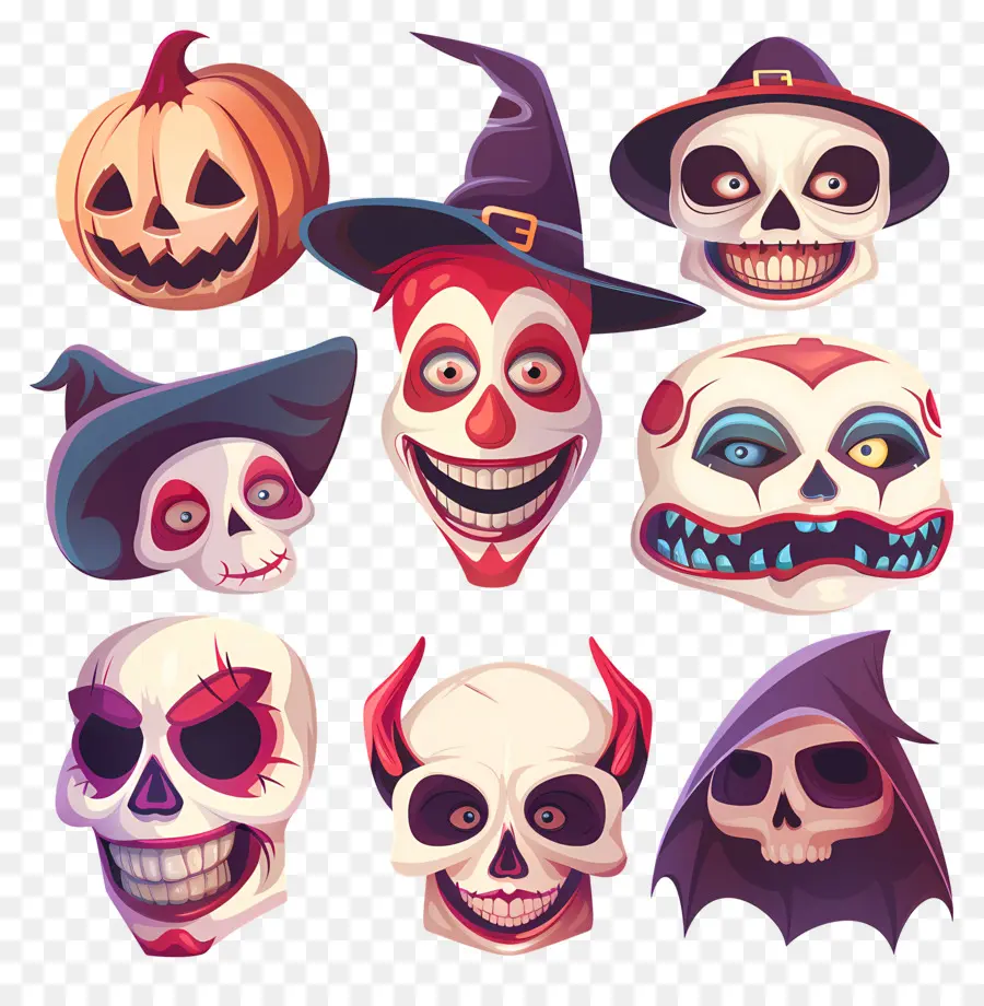 Personnages D'halloween，Crânes D'halloween PNG