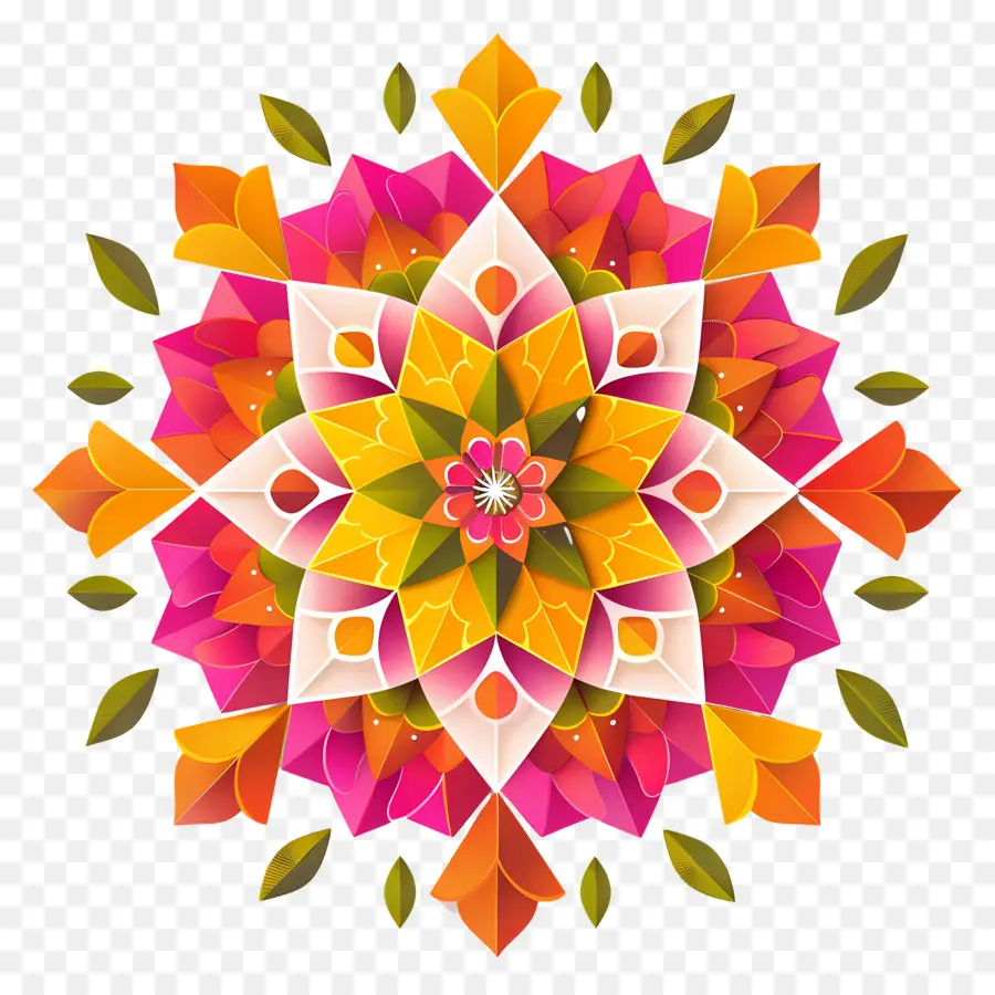 Pookalam，Mandala Coloré PNG