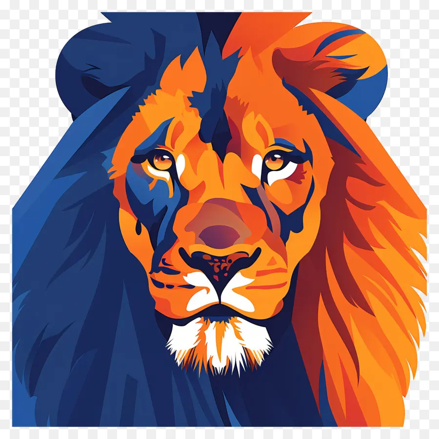 Visage De Lion，Lion Coloré PNG