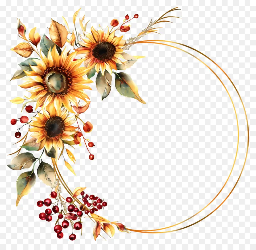 Couronne De Tournesol，Fleurs PNG