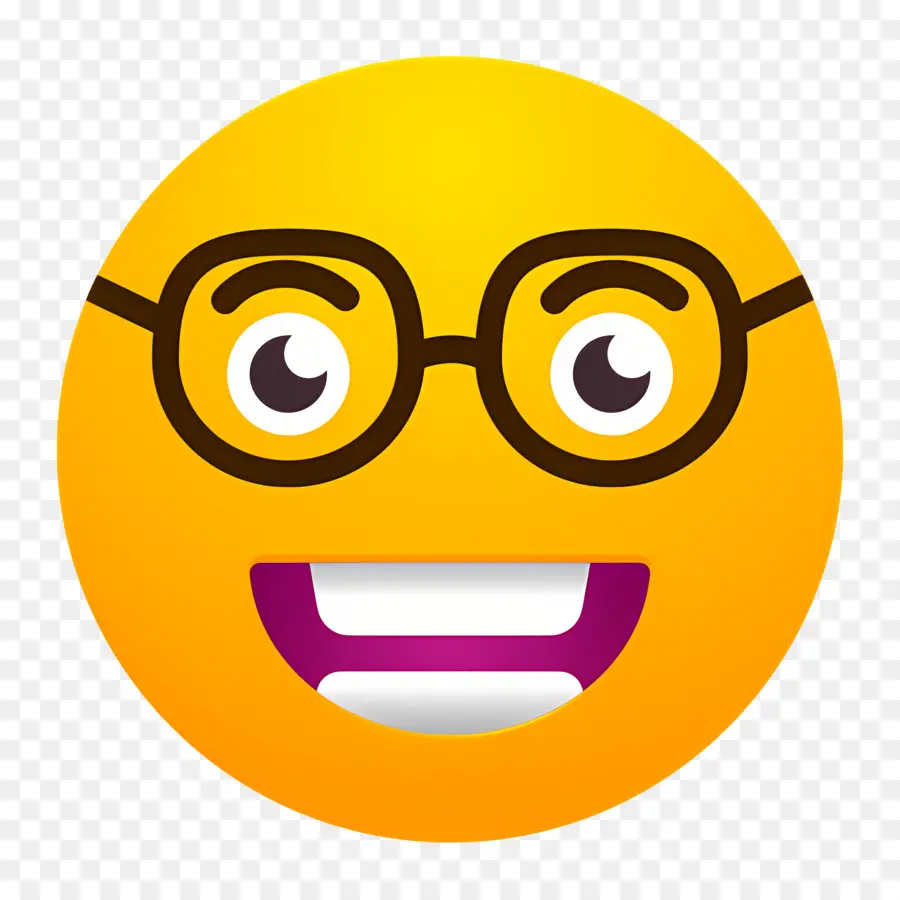 Emoji Nerd，Visage Jaune Avec Des Lunettes PNG