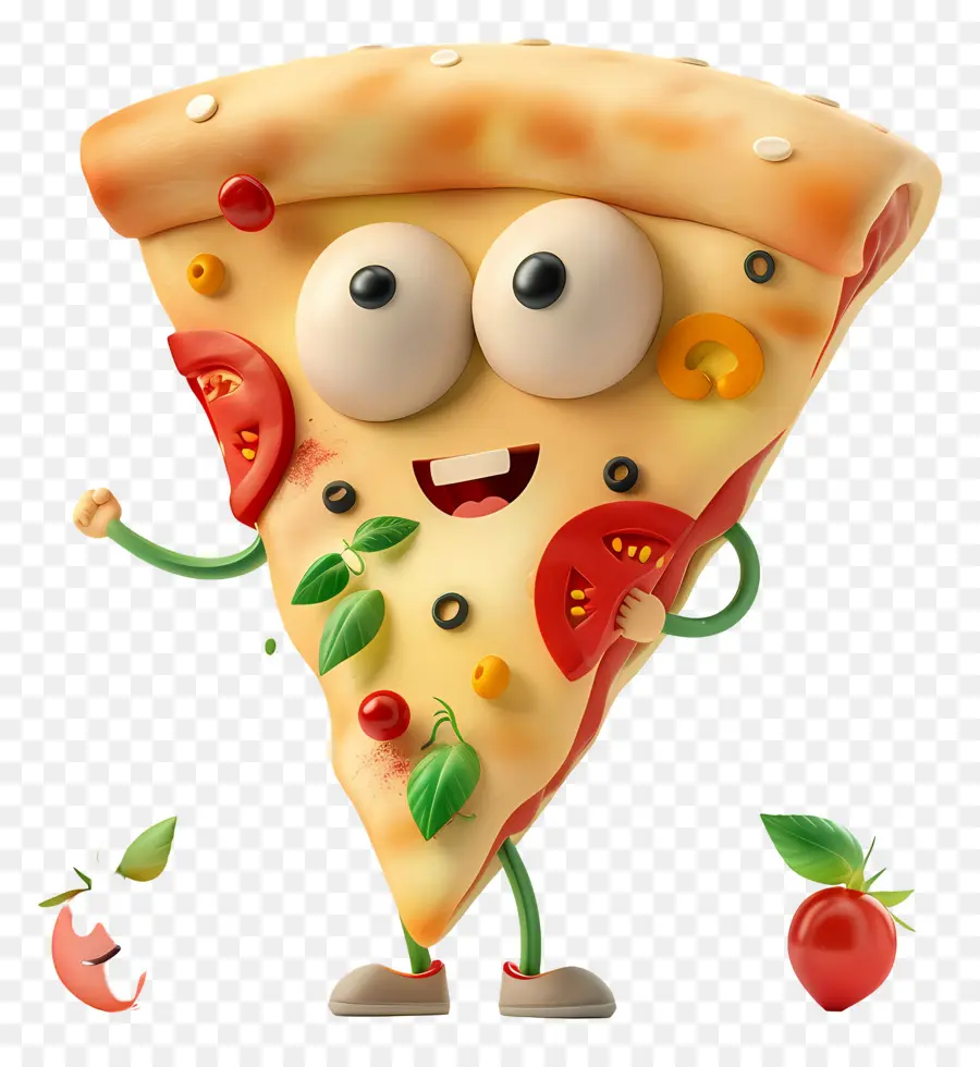 Pizza Mignonne，Tranche De Pizza De Dessin Animé PNG