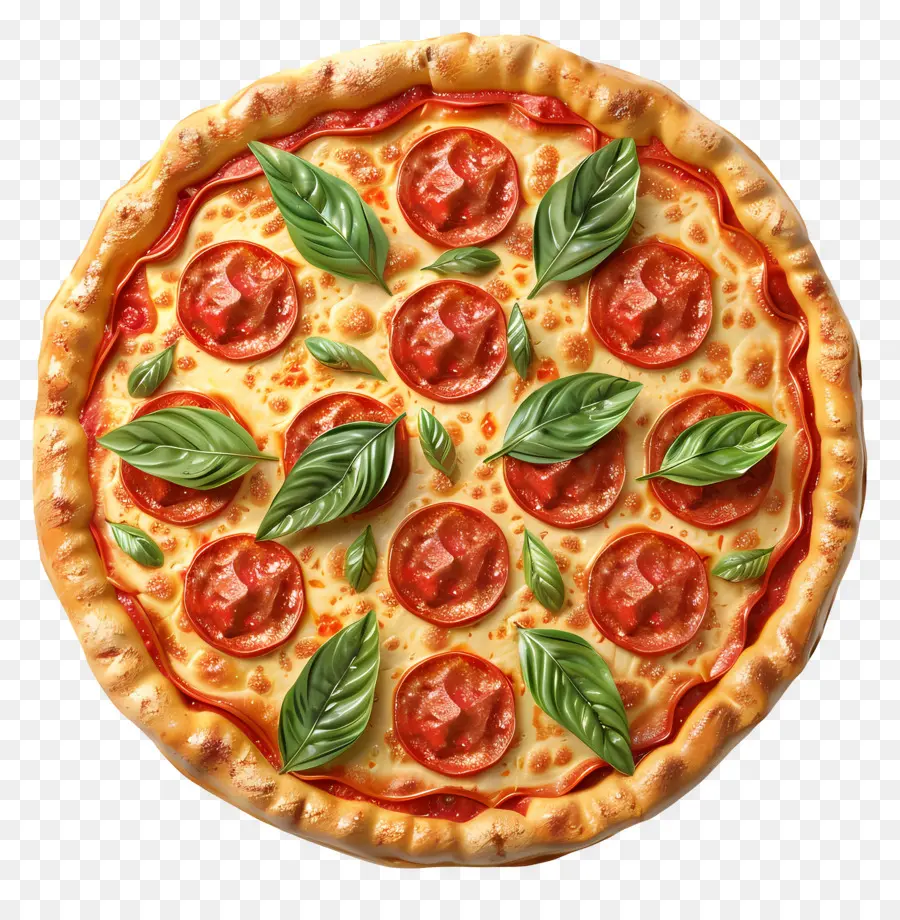 Pizza Vue De Dessus，Pizza Au Pepperoni PNG