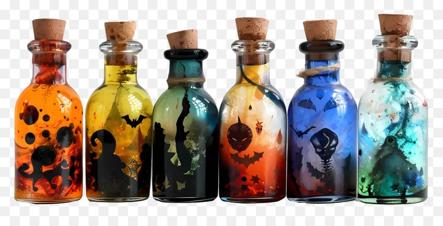 Frontière D'halloween，Bouteilles De Potions PNG