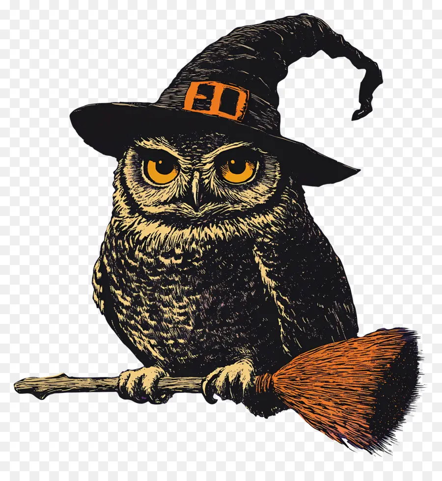 Chouette D'halloween，Chouette Avec Chapeau De Sorcière PNG