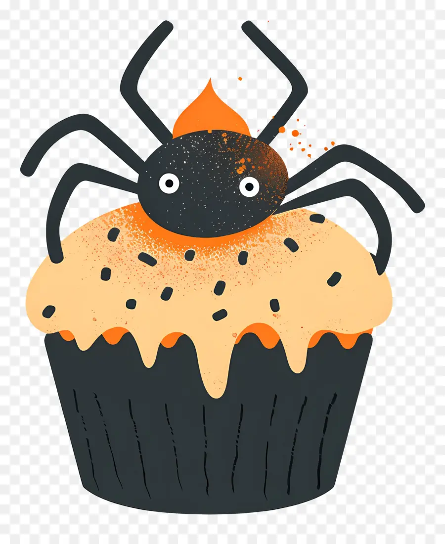 Petit Gâteau D'halloween，Cupcake Araignée PNG