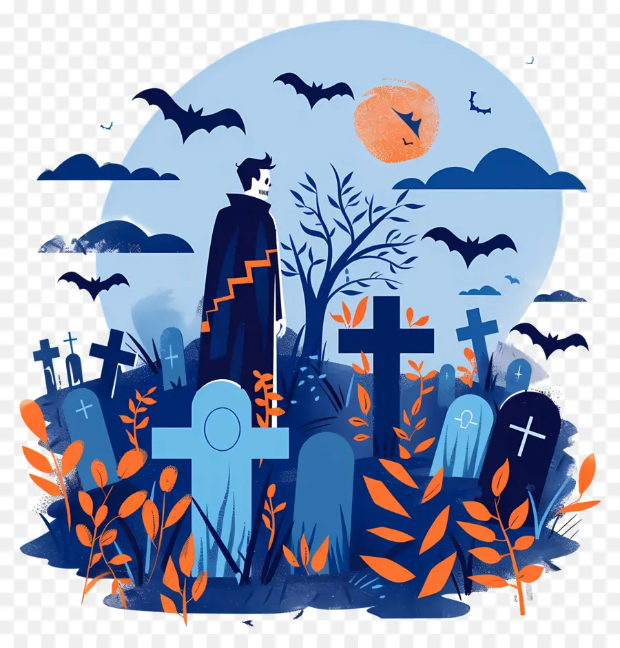 Vampire D'halloween，Cimetière PNG