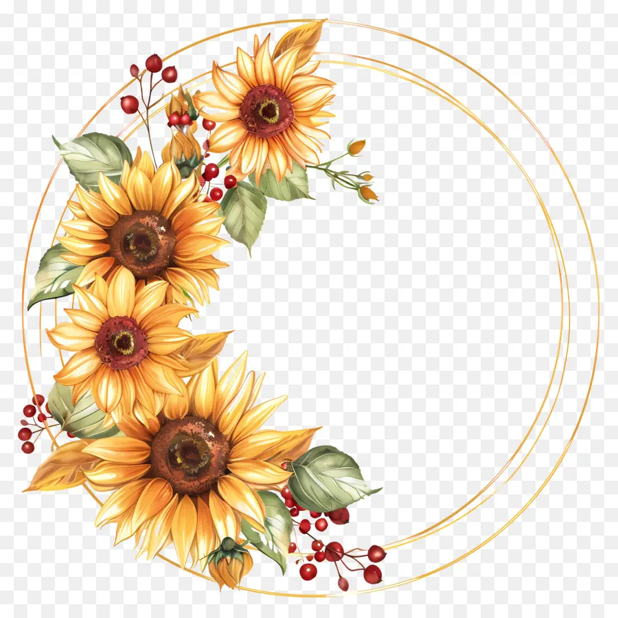 Couronne De Tournesol，Fleurs PNG