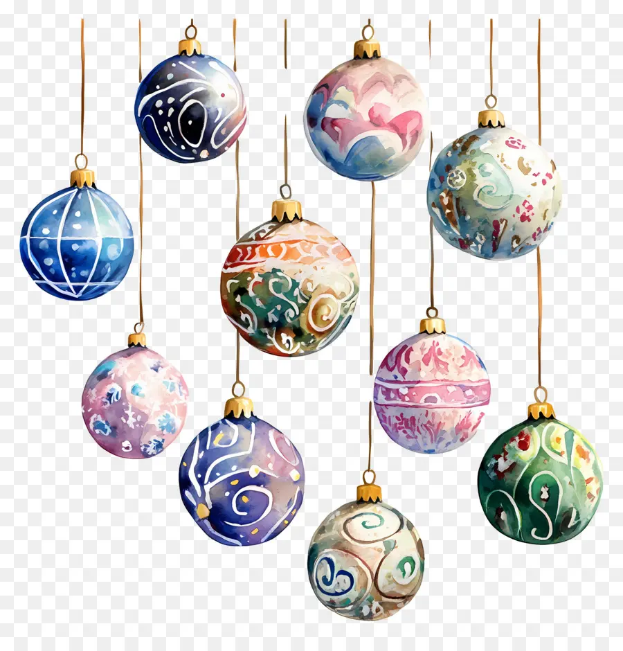 Boules De Noël Suspendues，Décorations De Noël PNG