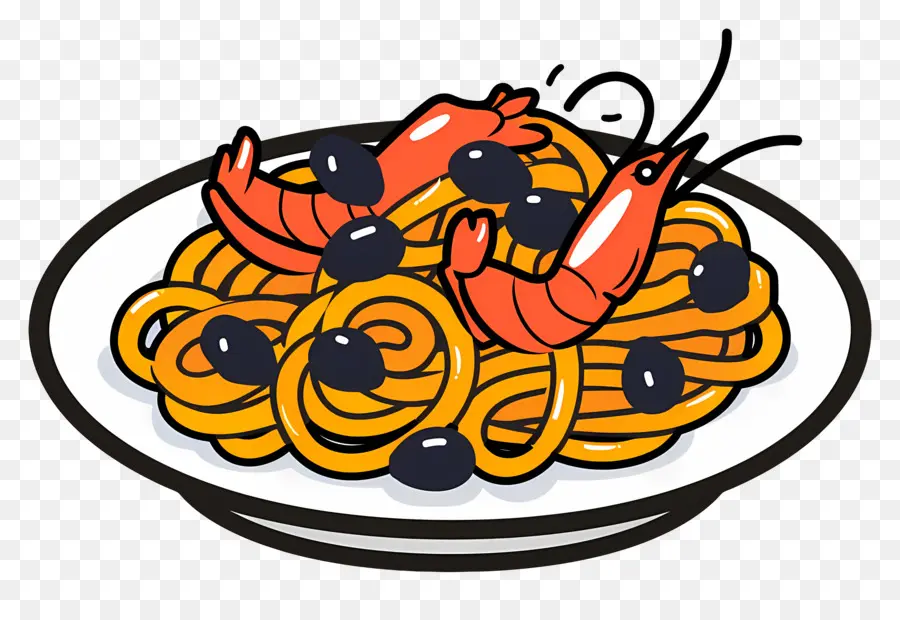 Spaghetti，Pâtes Aux Crevettes PNG