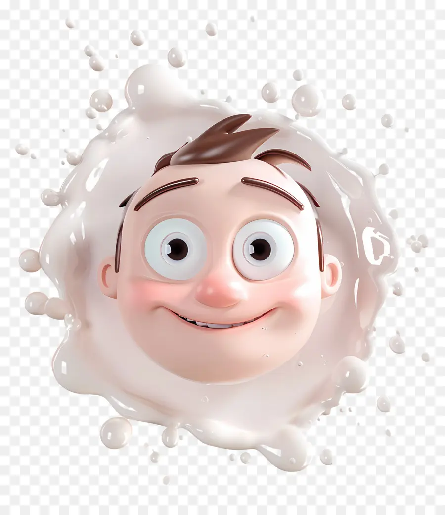 Visage De Dessin Animé，Éclaboussure De Lait PNG