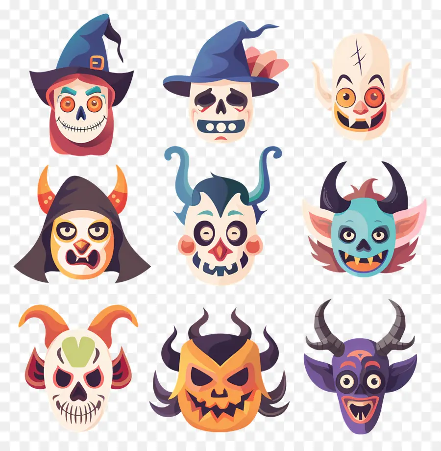 Personnages D'halloween，Crânes D'halloween PNG