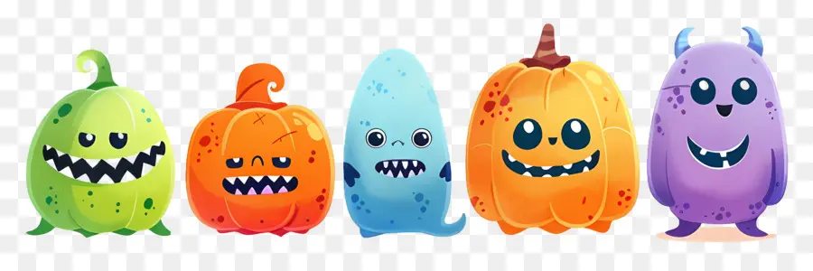 Frontière D'halloween，Monstres Colorés PNG