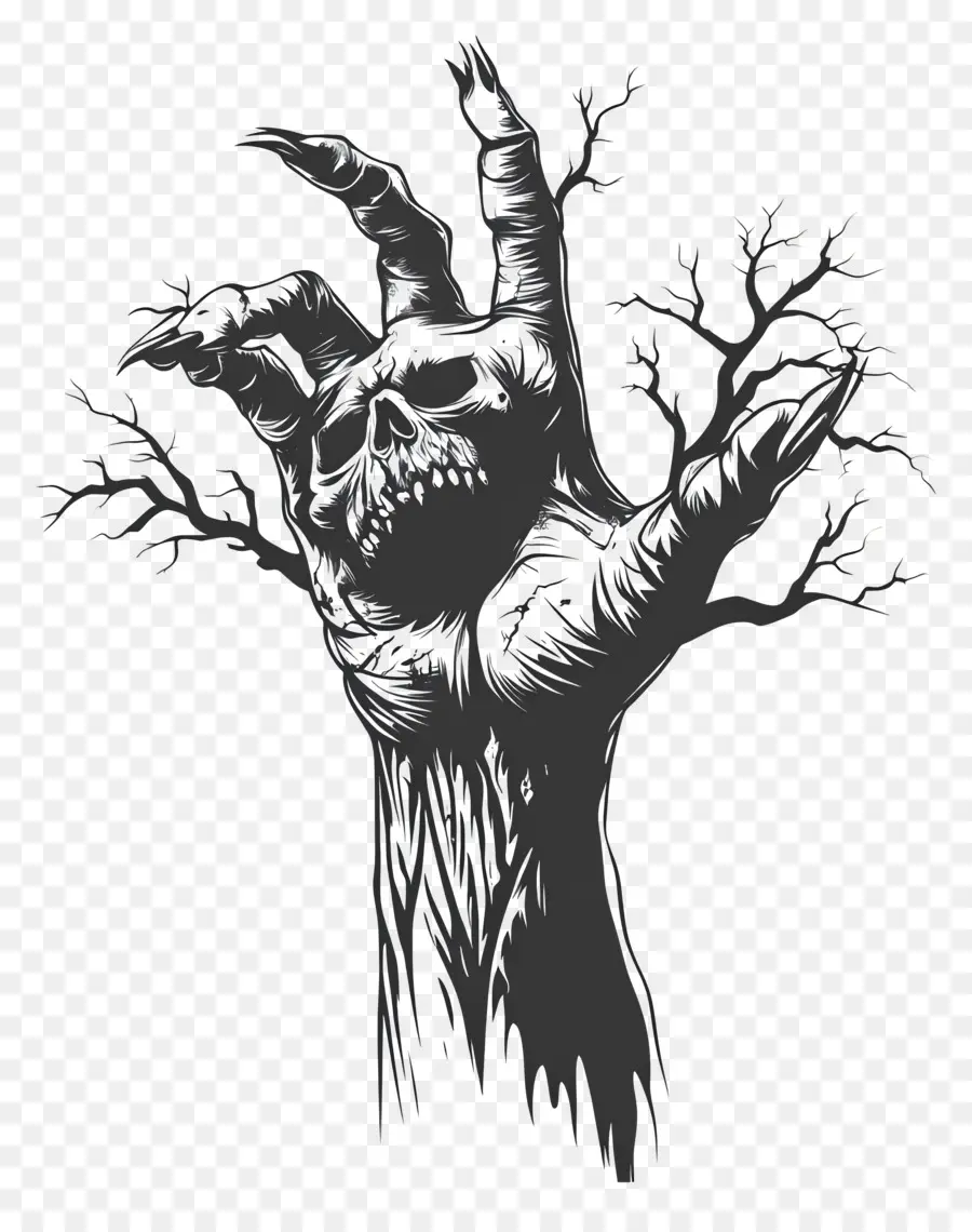 Main De Zombie，Main D'arbre Effrayante PNG