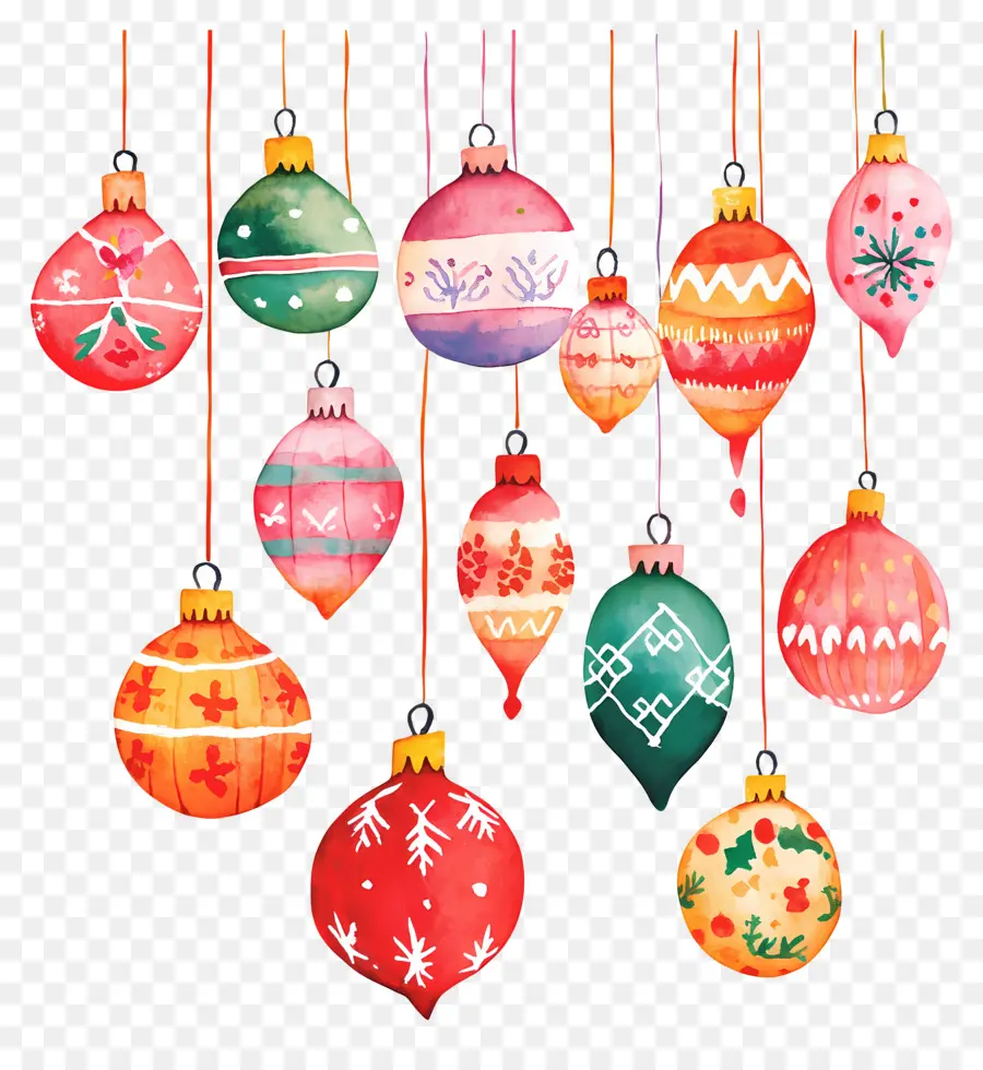 Boules De Noël Suspendues，Ornements Colorés PNG