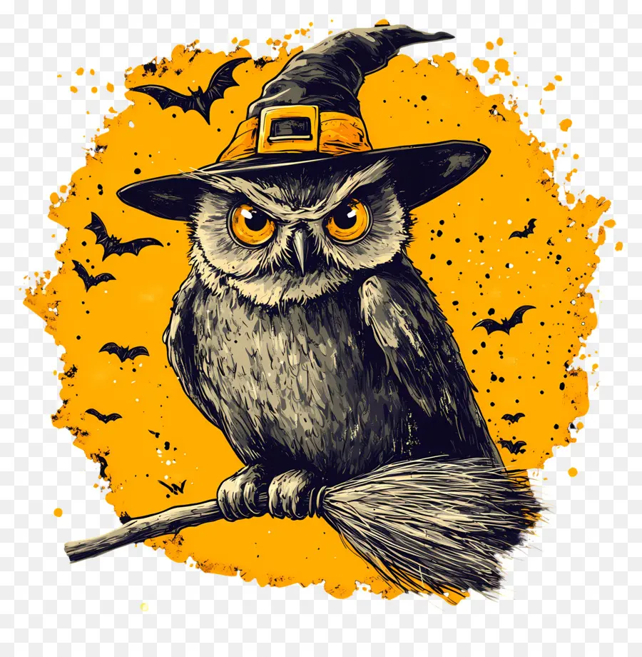 Chouette D'halloween，Chouette Avec Chapeau De Sorcière PNG