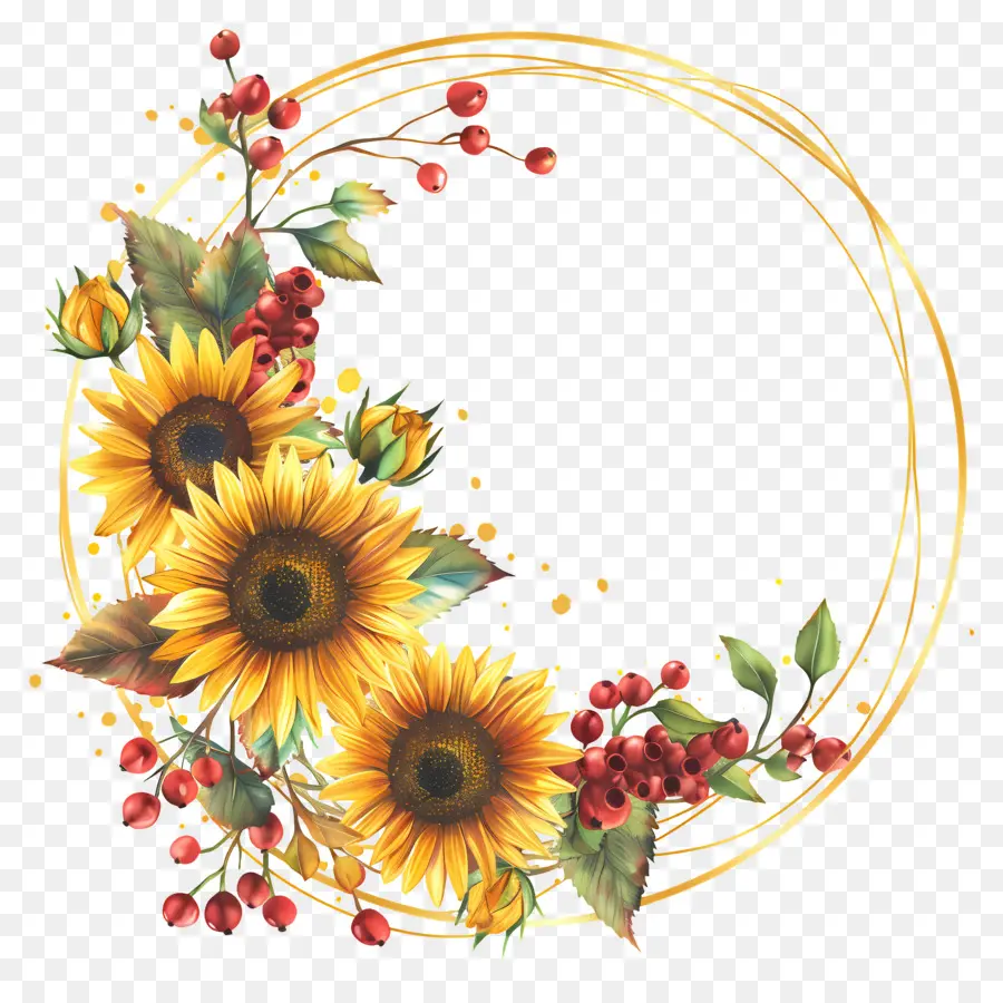 Couronne De Tournesol，Fleurs PNG