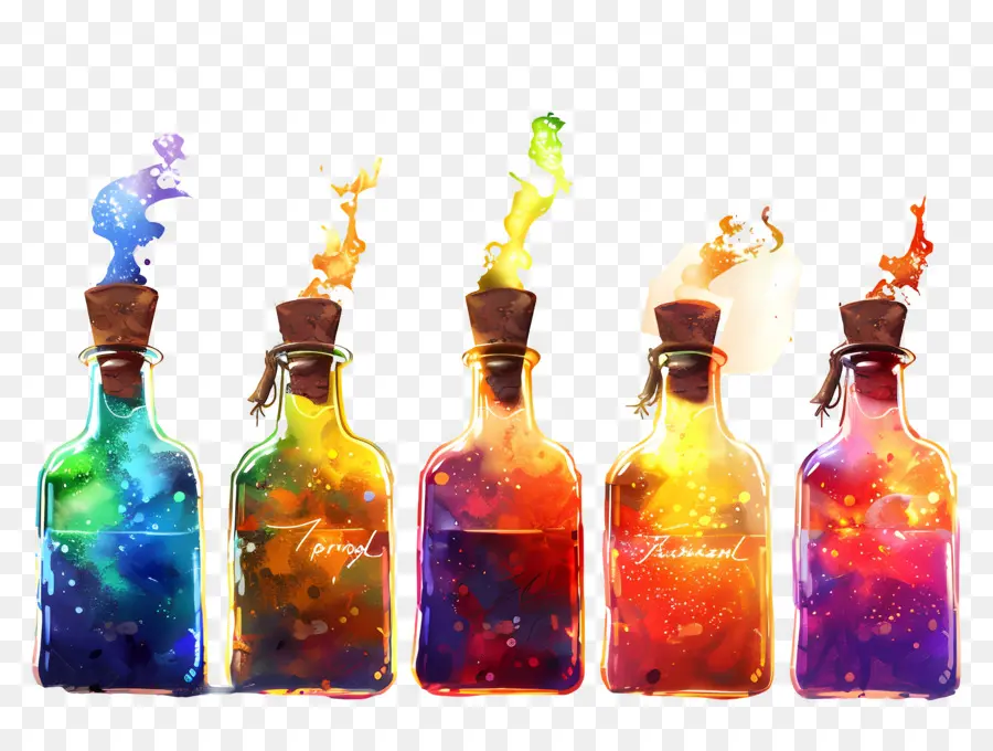 Frontière D'halloween，Bouteilles De Potions PNG