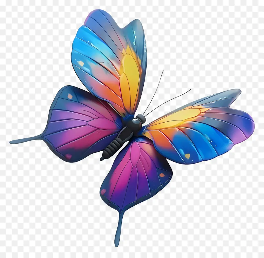 Papillon Animé，Papillon Coloré PNG