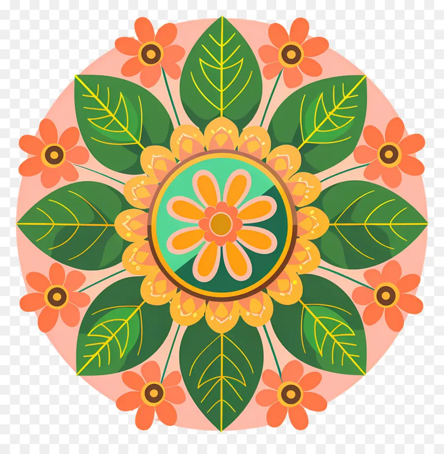 Pookalam，Fleurs Colorées PNG