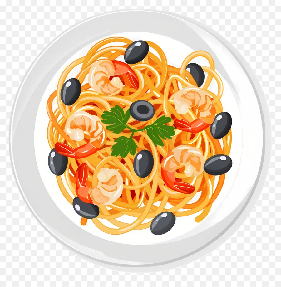 Spaghetti，Pâtes Aux Crevettes PNG