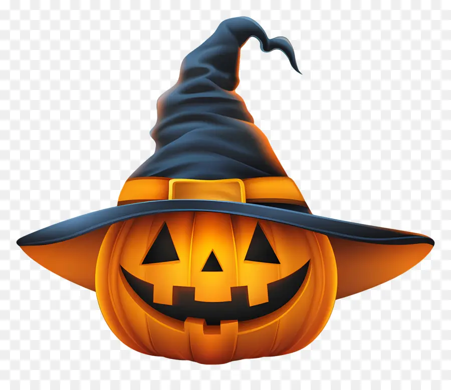 Chapeau D'halloween，Citrouille Avec Chapeau De Sorcière PNG