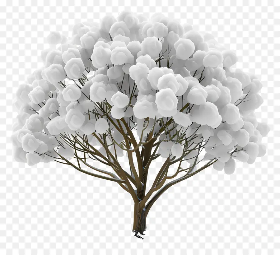 Arbre Enneigé，Plant De Coton Blanc PNG