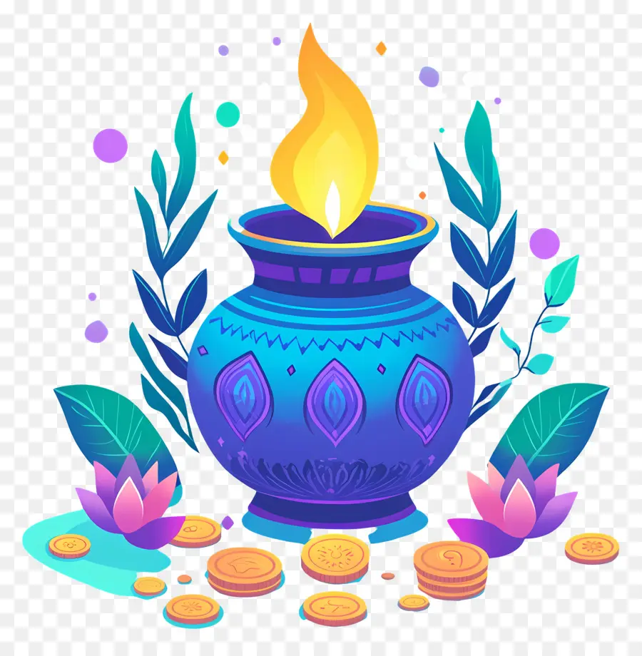 Akshaya Tritiya，Pot Avec Flamme Bleue PNG