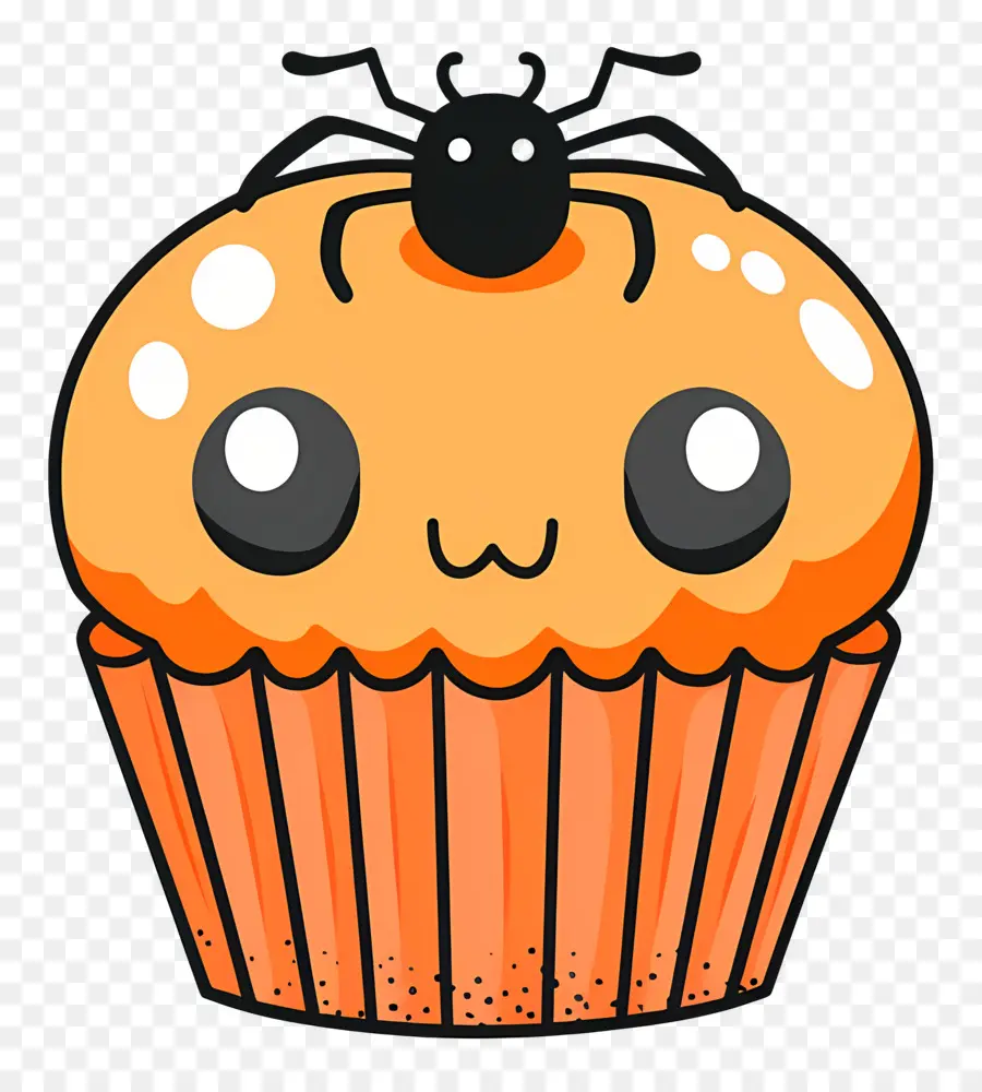 Petit Gâteau D'halloween，Cupcake Avec Araignée PNG