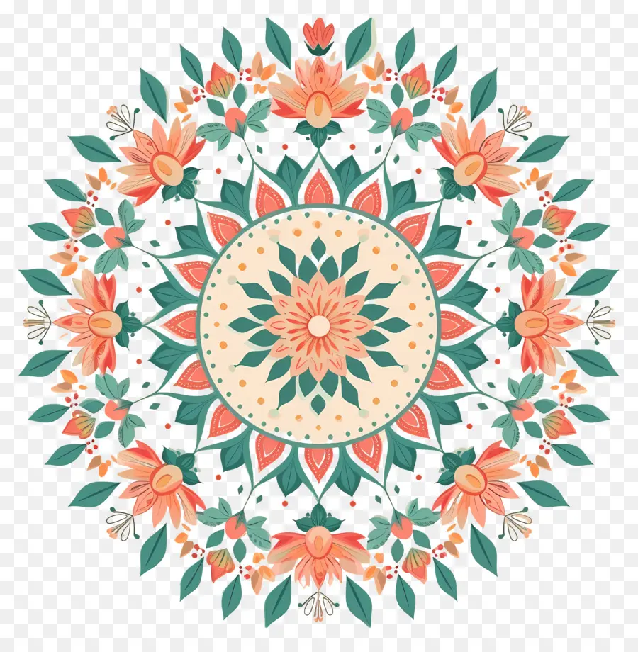 Pookalam，Mandala Coloré PNG