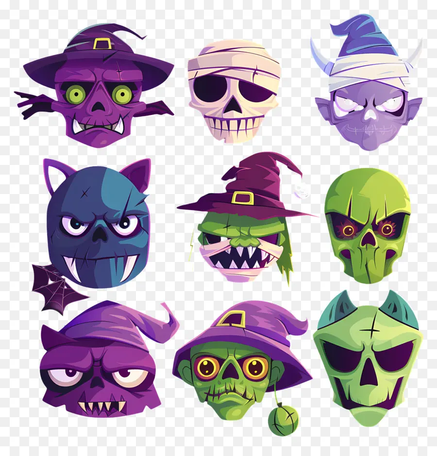 Personnages D'halloween，Visages De Zombies PNG