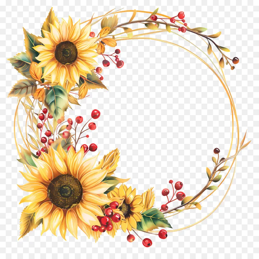 Couronne De Tournesol，Fleurs PNG