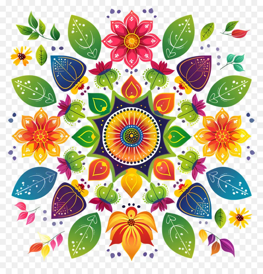 Pookalam，Mandalas Colorés PNG