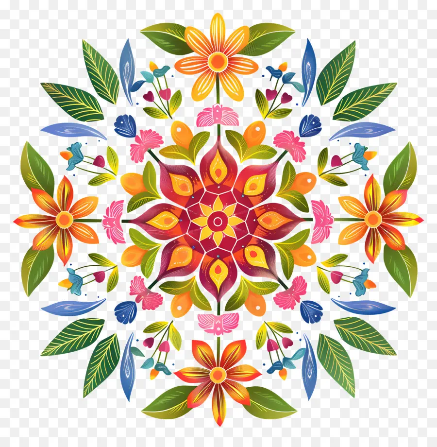 Pookalam，Mandalas Colorés PNG