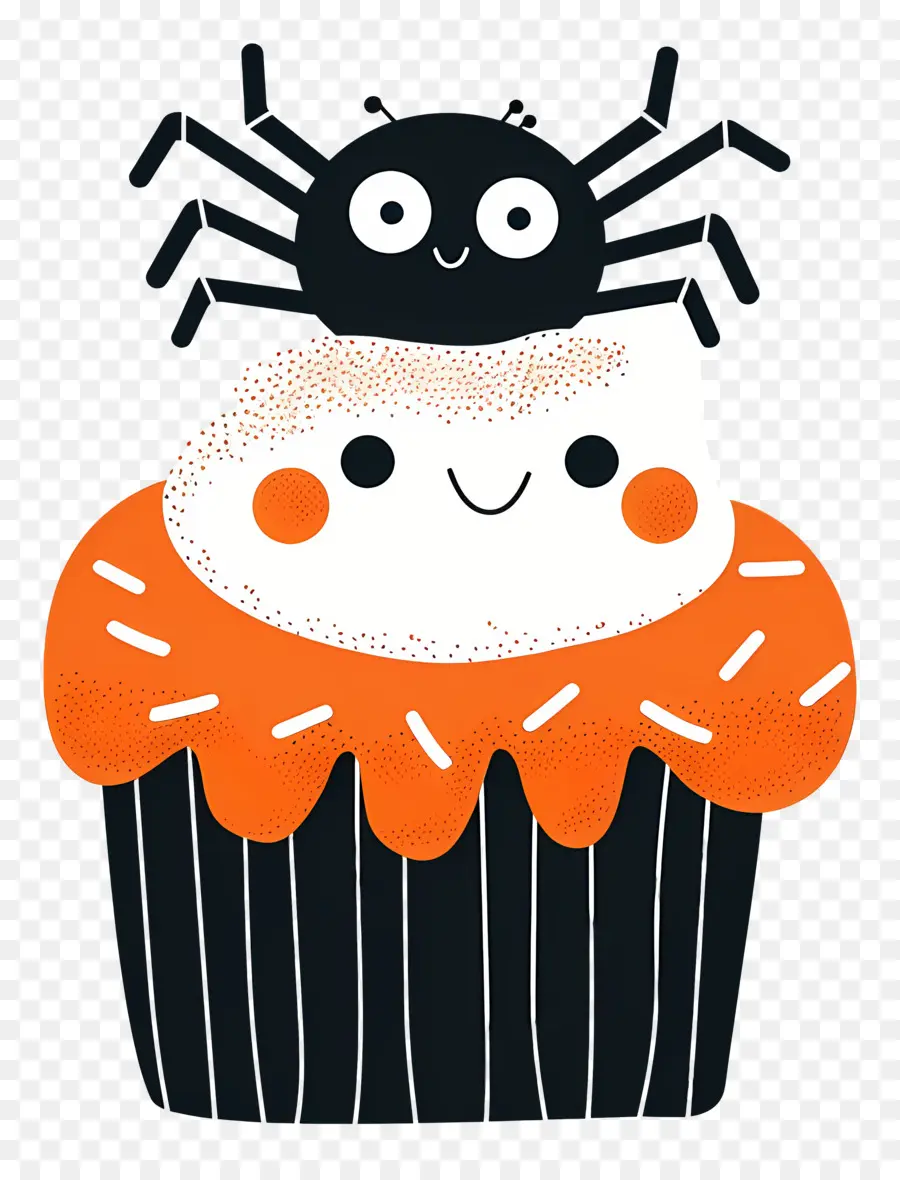 Petit Gâteau D'halloween，Cupcake Araignée PNG