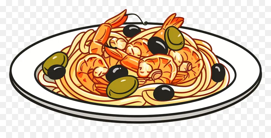 Spaghetti，Pâtes Aux Crevettes PNG