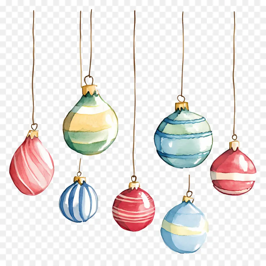 Boules De Noël Suspendues，Décorations De Noël PNG