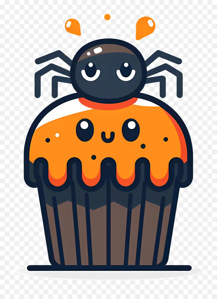 Petit Gâteau D'halloween，Cupcake Araignée PNG