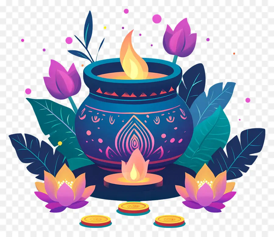 Akshaya Tritiya，Pot Avec Flamme Bleue PNG